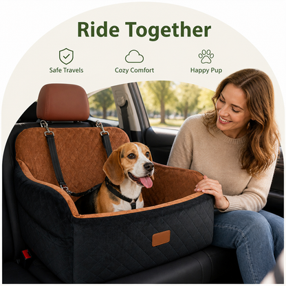 Ortekor Memory Foam & Non-Slip Dog Car Seat (Adjustable Leashes)