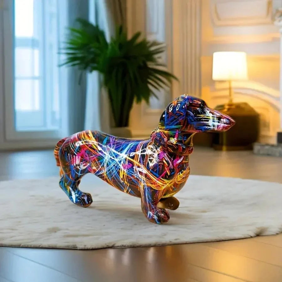 ColorHound – Vibrant Dachshund Sculpture Modern Artistic Decor