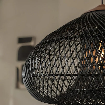 Woven Rattan Ceiling Light Fixture E26 Natural Boho Hanging Lamp for Dining Kitchen Island Bedroom Ambient Lighting Handcrafted Organic Text