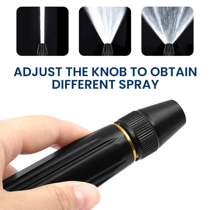 Rotating Metal Garden Hose Nozzle with Adjustable Spray Patterns for Lawn Watering & Car Washing