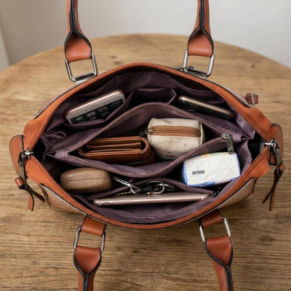 Leather Handbag Set 4-Piece Women's Purse Collection Shoulder Bag Tote Crossbody Wallet Brown Black Blue Red Daily Carryall