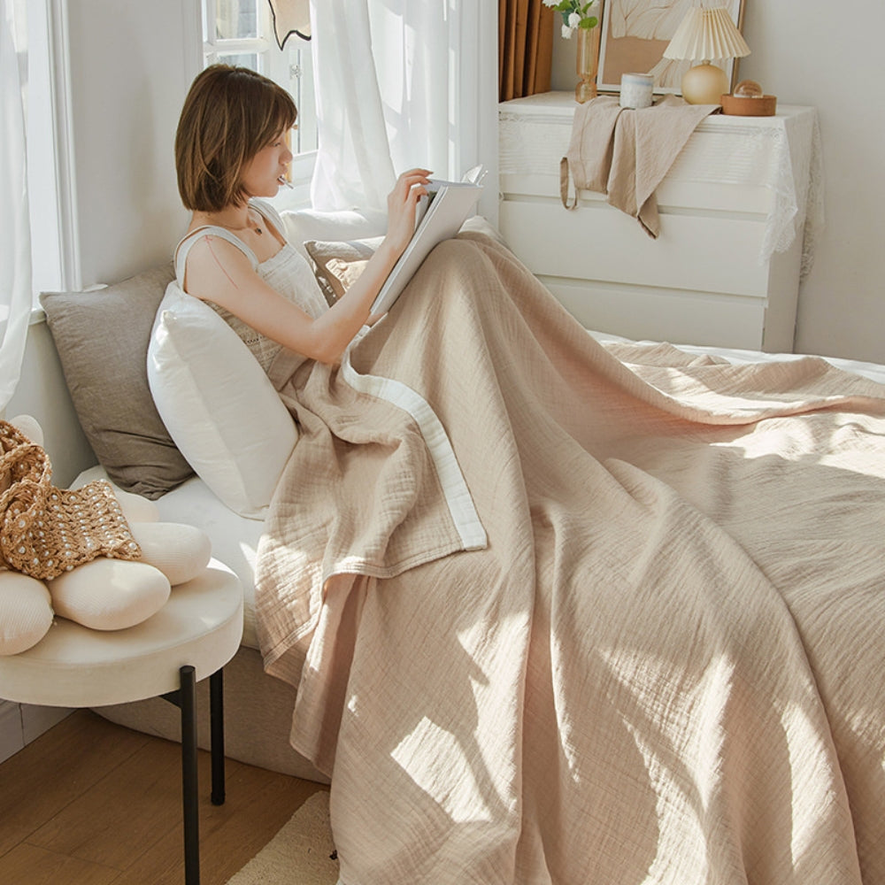 6-Layer Muslin Cotton Blanket Breathable Soft Throw Full Queen King Size for Bed Couch All-Season Lightweight Bedspread Adults Kids