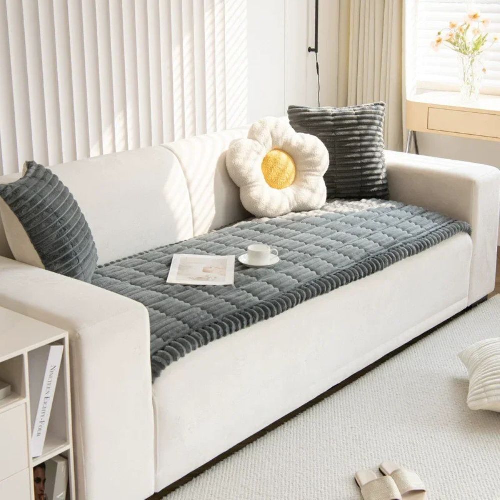 Plush Furniture Throw for Sectionals & Couches – Anti-Slip Fleece Protection for Living Room, Bedroom, Pet-Friendly Homes