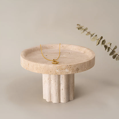 Pietra Decorative Tray for Coffee Table - Natural Travertine, Elegant Design