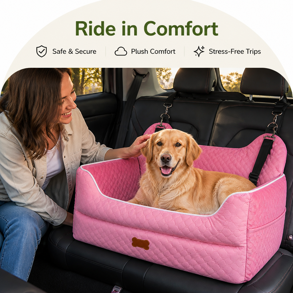 Ortekor Thick Padded Dog Booster Seat (Removable & Washable Cover)