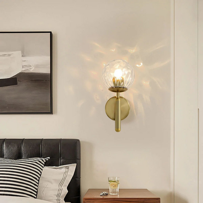 Globe Wall Sconce with 5.5-Inch Glass Shade Black and Gold Finish Bedroom Hallway Ambient Light E14 Socket Modern Minimalist Design for Entr