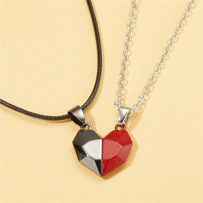 Magnetic Heart Pendant Necklaces for Couples – Matching His & Hers Set with Gold-Plated Finish – Two Interlocking Hearts – Gift for