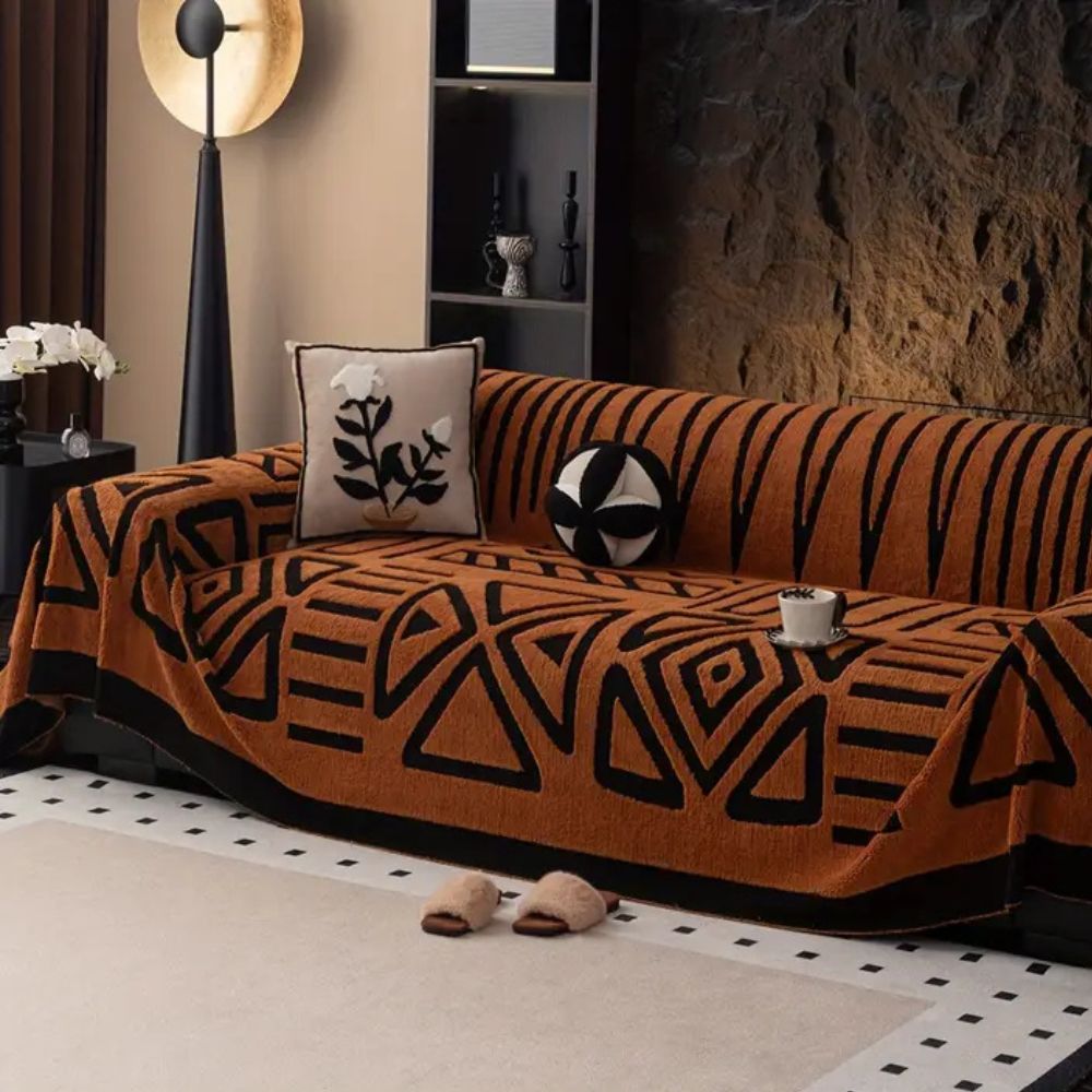 Sofa Throw Blanket with Non-Slip Grip — Jacquard Weave Pet-Proof Furniture Protector for Sectionals, Couches & Loveseats