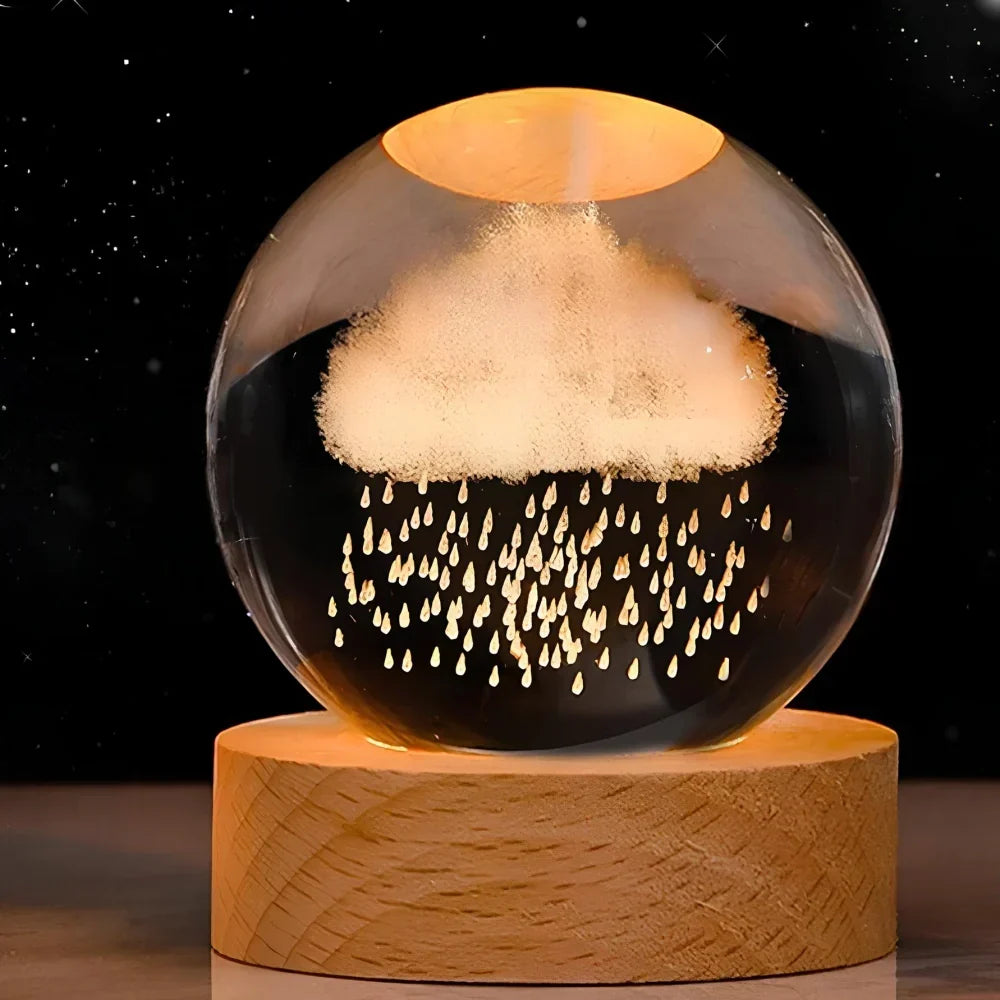 Cosmic Crystal Ball Night Light with LED Color Display | 25 Space Designs | USB Powered Galaxy Sphere Lamp for Bedroom, Living Room & Gift