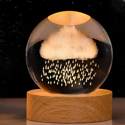 Cosmic Crystal Ball Night Light with LED Color Display | 25 Space Designs | USB Powered Galaxy Sphere Lamp for Bedroom, Living Room & Gift