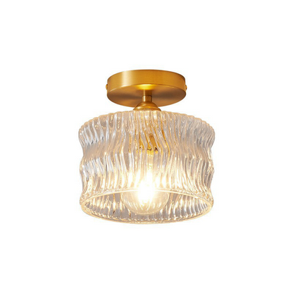 Flush Mount Ceiling Light 10 Inch Gold Metal Glass Shade for Bedroom Hallway Entryway E26 Socket Modern Ambient Fixture Home Décor