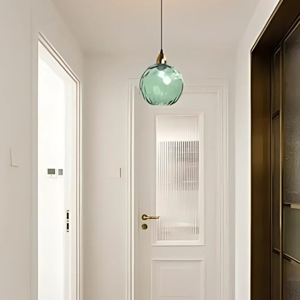 Textured Glass Globe Hanging Light 7.9 Inch Dining Room Island Fixture Adjustable Height Modern Sphere Pendant Minimalist Ceiling Lamp for K