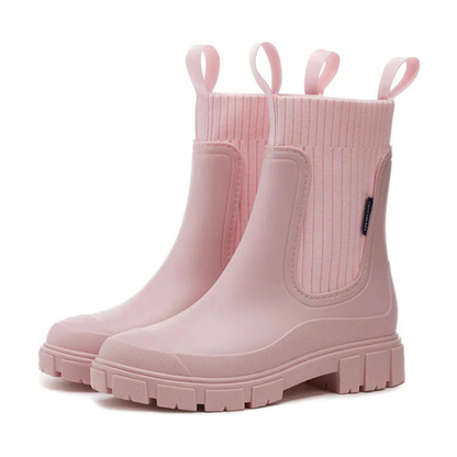 Women's Waterproof Ankle Rain Boots with Non-Slip Sole – Chelsea Pull-On Short Booties for Wet Weather, Urban Commute & Outdoor