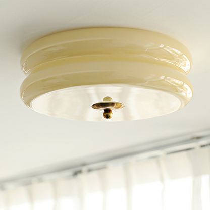 Round Flush Mount LED Fixture with 3 Color Temperatures Glass Metal 5 in Height for Bedroom Dining Room Kitchen Adjustable Kelvin Switch Mod