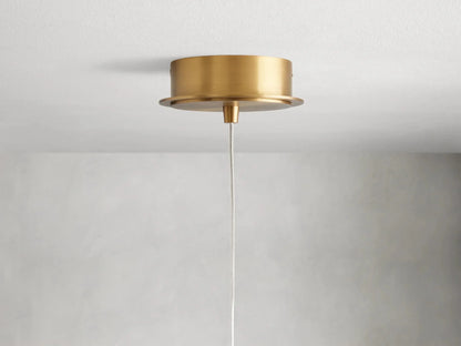 Handblown Glass Globe Pendant Light with Brushed Brass Finish and Integrated LED for Kitchen Island, Dining Room, Entryway, and Bedroom