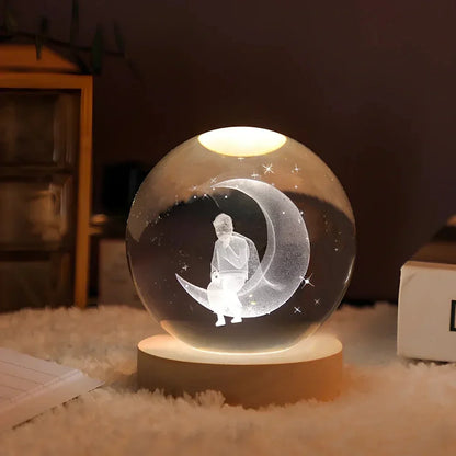 Cosmic Crystal Ball Night Light with LED Color Display | 25 Space Designs | USB Powered Galaxy Sphere Lamp for Bedroom, Living Room & Gift