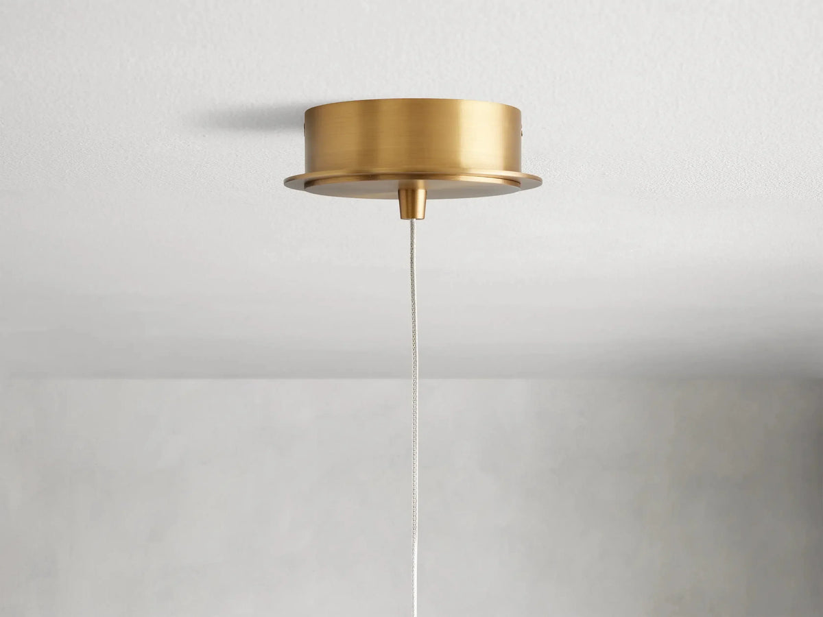 Handblown Glass Globe Pendant Light with Brushed Brass Finish and Integrated LED for Kitchen Island, Dining Room, Entryway, and Bedroom