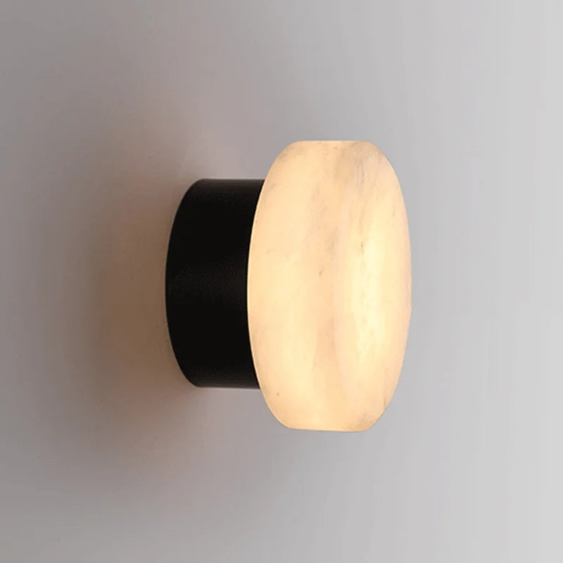 Natural Marble Wall Sconce with Glass Shade – Scandinavian LED Accent Light for Bedroom, Hallway & Living Room
