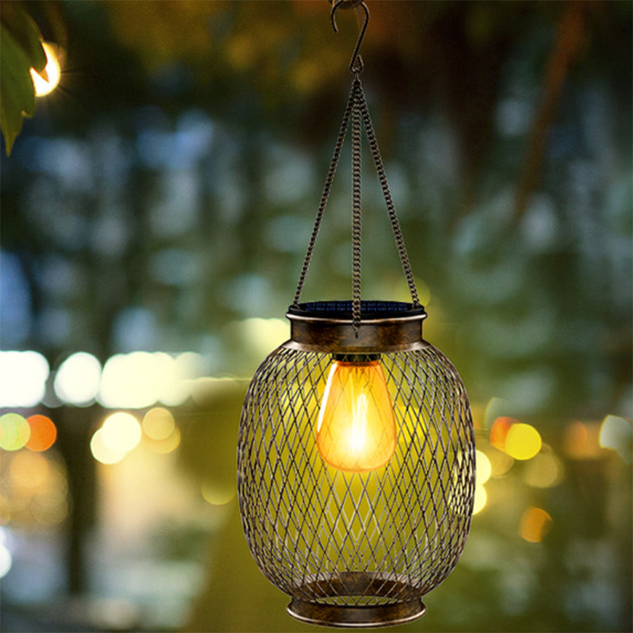 Hanging Solar Lantern with Integrated LED Light – Warm Glow for Porch, Garden & Patio
