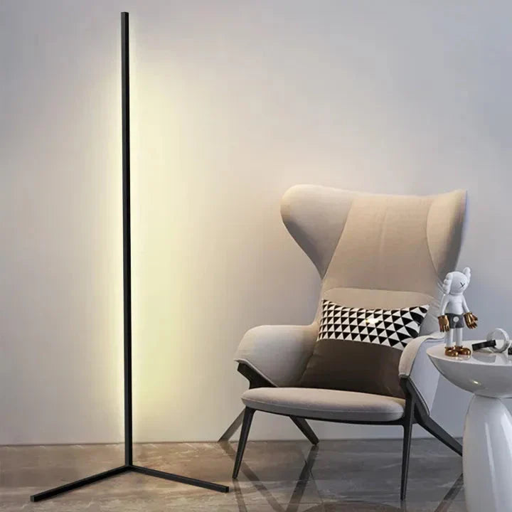 Dimmable LED Corner Floor Lamp with Remote Control Black 56 in Tall | Adjustable Light Temperature for Living Room Bedroom Office | Modern A