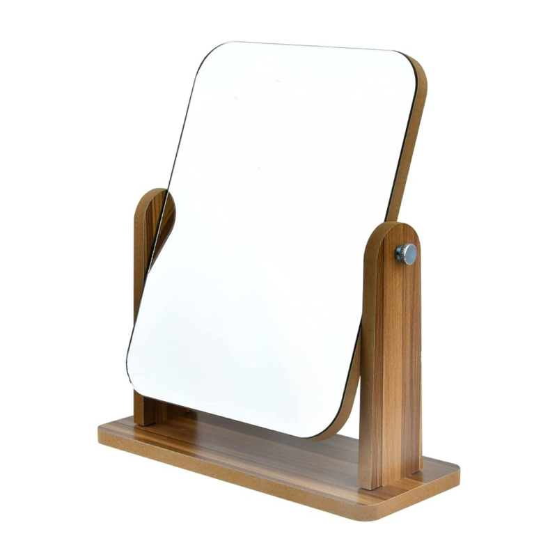 Rylan Desk Mirror - Wood Frame, 360 Degree Rotation