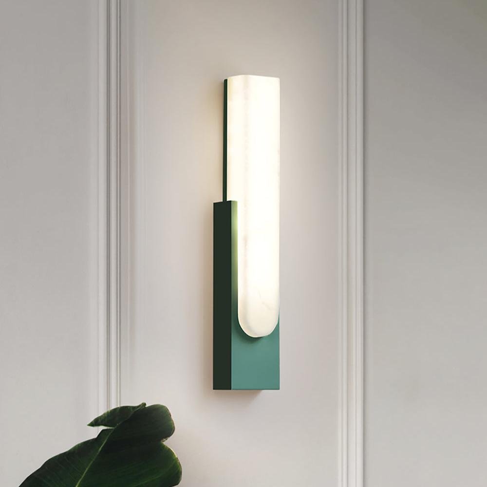 LED Sconce Light 20 Inch Vertical Alabaster Shade Gold Base Hardwired Modern Bedroom Hallway Wall Fixture for Contemporary Homes