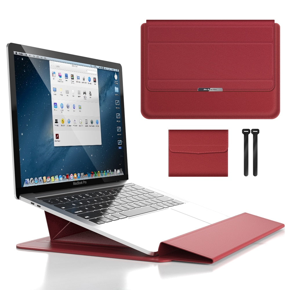 Convertible Notebook Case with Adjustable Angle Riser 11-16 Inch Slim Carrying Pouch Workspace Organizer for Remote Workers Students
