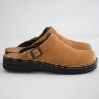 Genuine Leather Slip-On Clogs for Men – All-Day Comfort, Open-Back Design for Work & Casual Wear