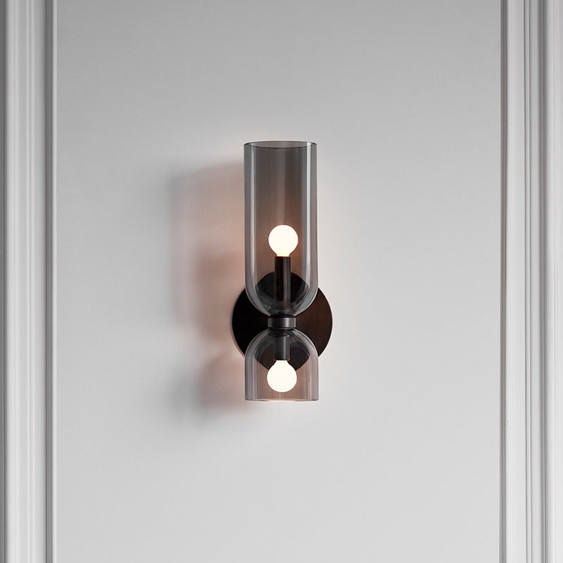 Hardwired Glass Sconce Light E12 Socket for Bedrooms Living Rooms Hallways Indoor Accent Fixture Modern Cylindrical Wall Mount Lighting 110-