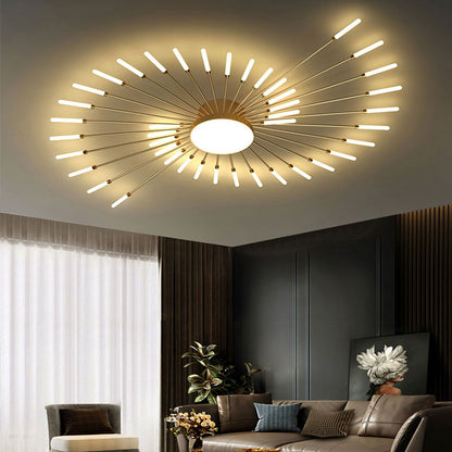 Starburst Dimmable LED Ceiling Light Flush Mount Black Gold Metal Acrylic Indoor Modern Fixture for Bedroom Living Room Dining Room