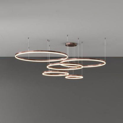 Multi-Ring LED Ceiling Light Fixture Adjustable Height Metal & Acrylic for Dining Rooms Living Spaces Bedrooms Contemporary Overhead Hanging