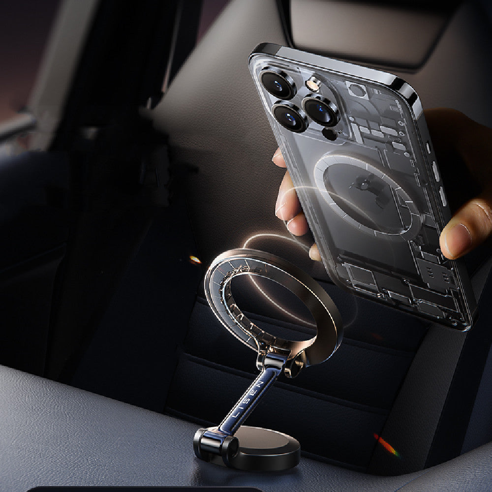 Dashboard Cell Phone Mount with Magnetic Grip & 360° Swivel for Hands-Free Navigation in Cars, Trucks & SUVs