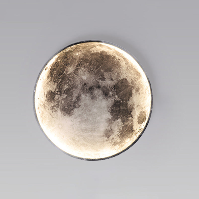 LED Moon Wall Sconce Dimmable Remote Control Light 9.4 Inch Diameter PVC Fixture for Bedroom Living Room Hallway Accent Lighting Three Color