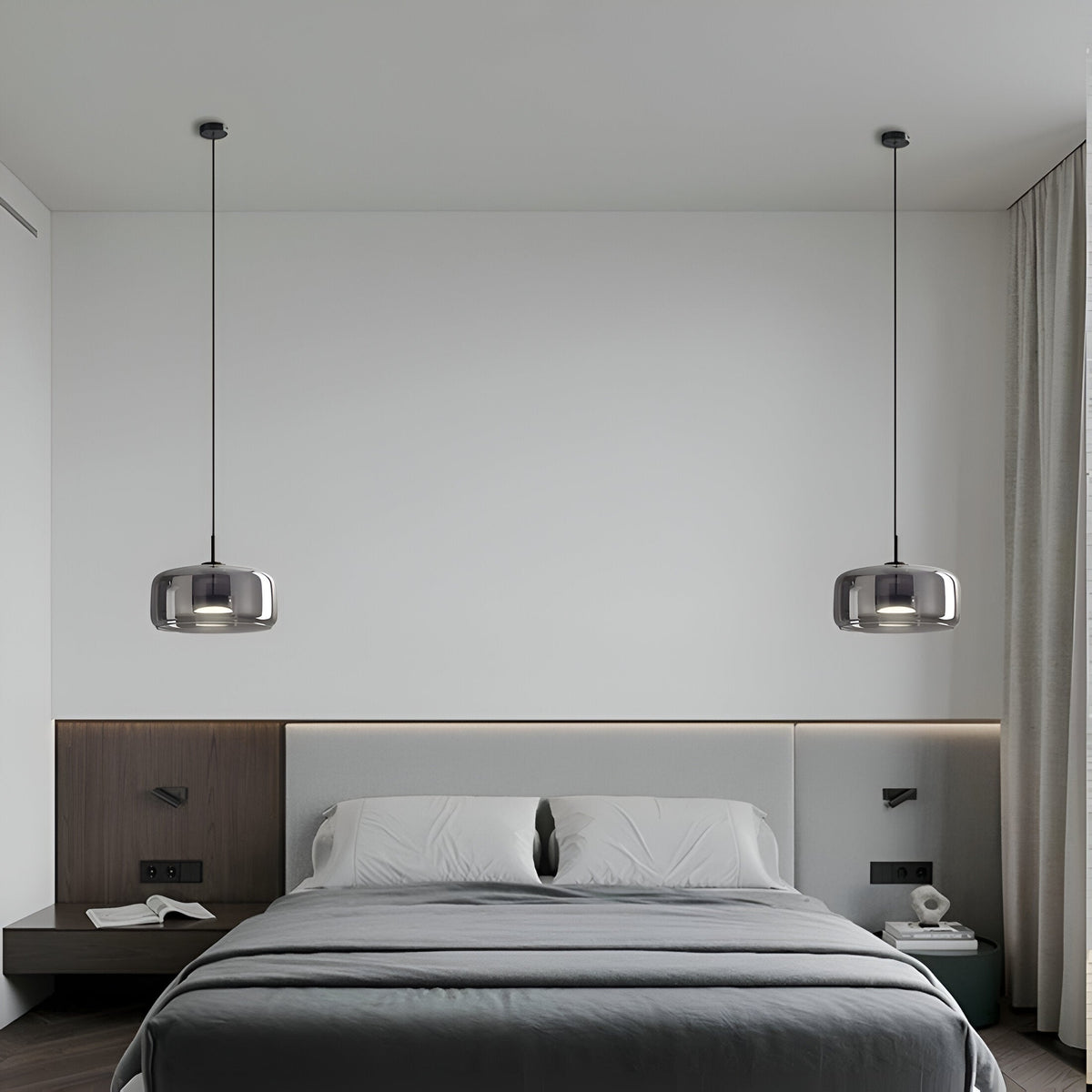 Glass Hanging Ceiling Fixture with Adjustable Cord for Dining Tables & Kitchen Islands | Color-Tunable LED Modern Farmhouse Style