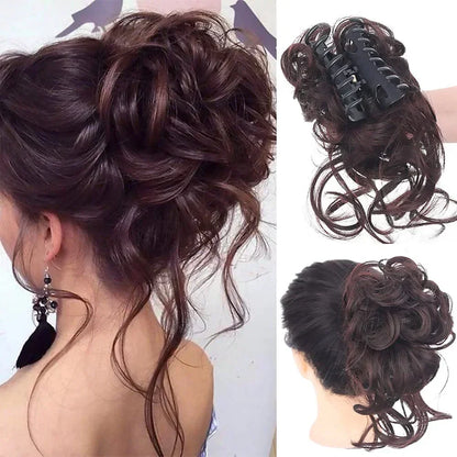 Curly Hair Bun Extension for Natural Volume - Clip-In Style
