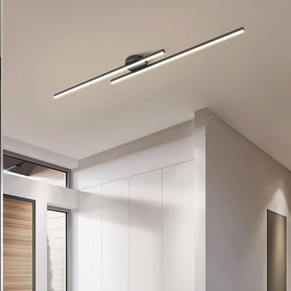 Flush Mount LED Overhead Light | Black Aluminum Linear Low-Profile Fixture for Bedrooms, Entryways & Compact Spaces | Modern Minimalist Desi