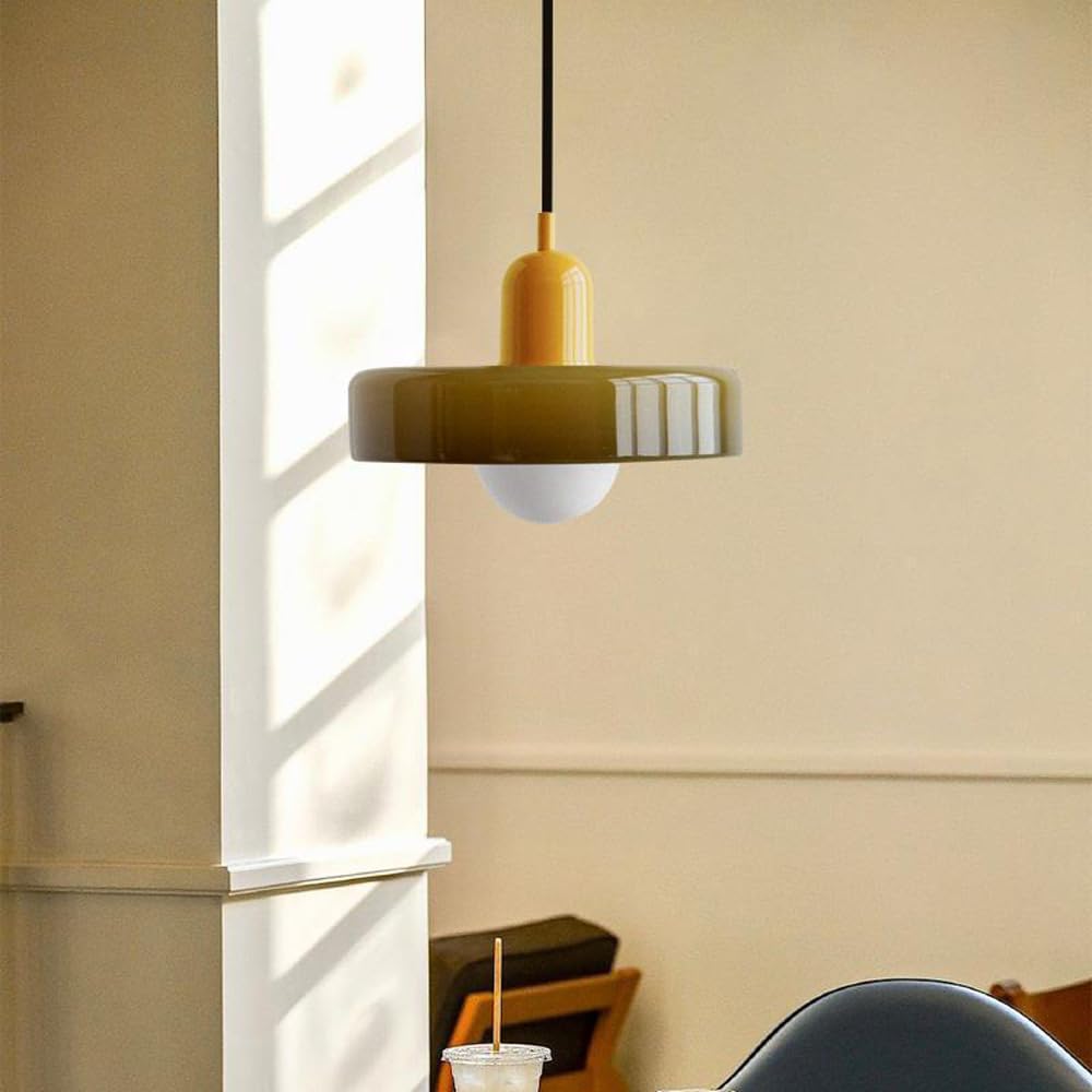 Dual-Shade Glass Hanging Light Fixture G9 Socket 14 Inch Ceiling Mount for Kitchen Island Dining Table Living Room Modern Overhead Lighting