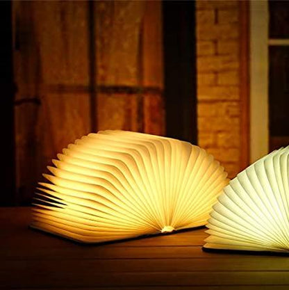 Rechargeable LED Book Light – Wooden Folding Accent Lamp for Reading Nook, Bedroom Nightstand & Home Decor