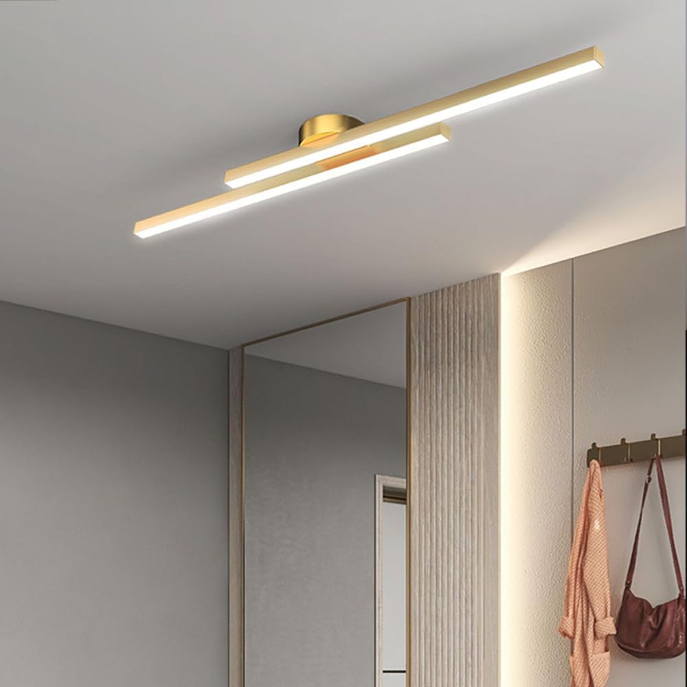 Flush Mount LED Overhead Light | Black Aluminum Linear Low-Profile Fixture for Bedrooms, Entryways & Compact Spaces | Modern Minimalist Desi