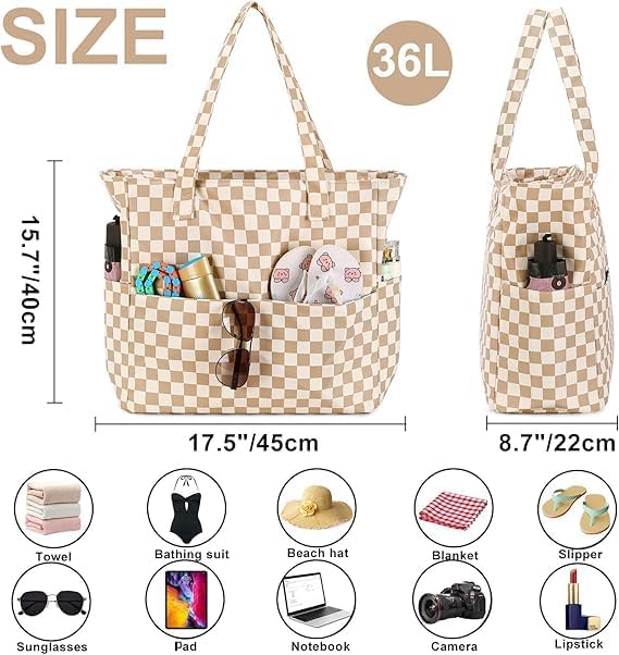 Ortekor Waterproof Beach Tote Bag with Wet Compartment | Extra Large Carry-On for Weekend Travel