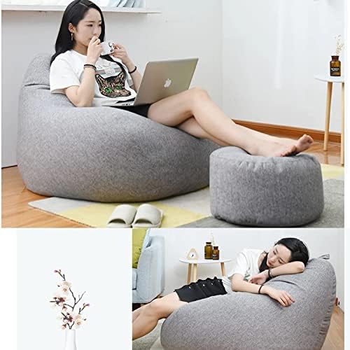 Elegant Linen Bean Bag Chair Cover with Ergonomic Design for Personalized Comfort