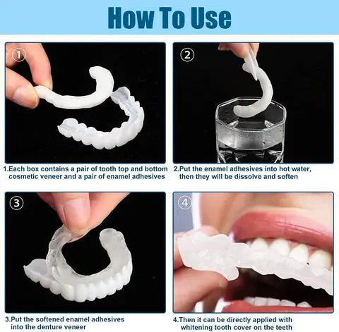 Removable Cosmetic Teeth Veneers for Adults – Instant Smile Enhancer with Silicone Liner, Reusable Snap-On Dental Cover for Natural Look