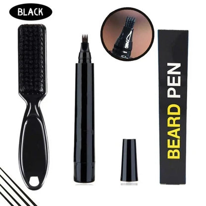 Beard & Mustache Filling Pen Micro-Fork Tip Waterproof Brush Included