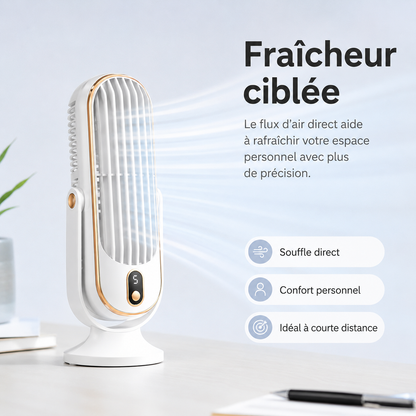 Dual Motor Desk Fan with 720° Rotation, 5 Speed Settings & USB Rechargeable Battery – Whisper-Quiet Personal Cooling Tower for Office