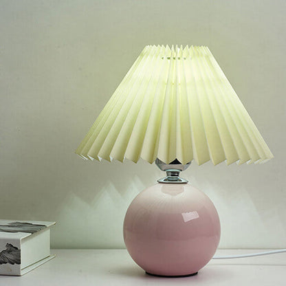 Ceramic Table Lamp with Fabric Shade – Modern Accent Lighting for Bedroom, Living Room & Home Office
