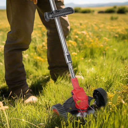 Electric Weed Eater, Electric Weed Wacker, Lawn Edger, Battery Powered Grass Cutter, Battery Weed Trimmer with Wheels