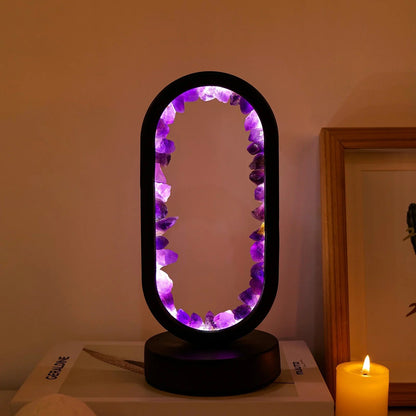 Amethyst Crystal Accent Lamp 8 Inch Purple Glow for Nightstands Meditation Rooms Yoga Spaces Handcrafted Gemstone Light E14 Socket 10W Max B