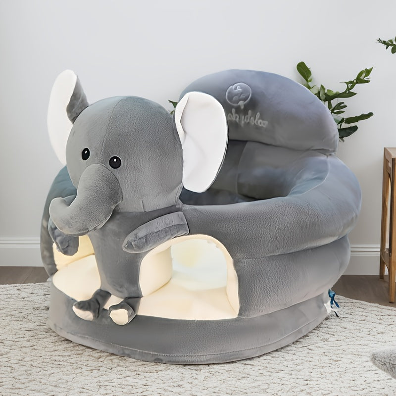 Plush Baby Support Seat with Animal Design for Learning to Sit | Soft Cushioned First Sitting Chair for Infants & Toddlers | Cute Yellow