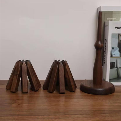 Wooden Heat Protector for Hot Pans & Pots — Walnut Folding Stand with Tree-Inspired Shape for Kitchen Tables, Countertops & Dining Rooms