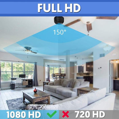 Wireless Mini Security Camera HD 1080P Indoor Home Monitoring System with Night Vision 150-Degree Wide Angle View Rechargeable WiFi Surveill